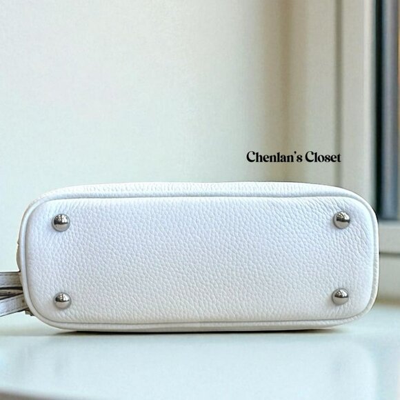 Tory Burch Mini Swing Satchel Leather White with Silver Hardware - Picture 13 of 13